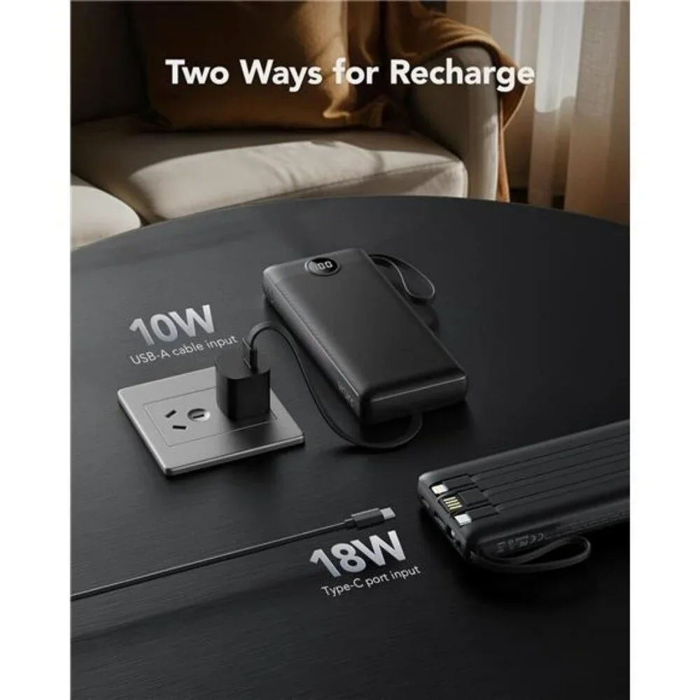 Portable Charger 20000mAh Built In Cables Fast Charging Power Bank for iPhone Sa